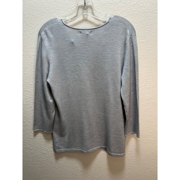 Banana Republic Womens Light Gray V-Neck Knit Sweater 3/4 Sleeves L - Picture 5 of 5